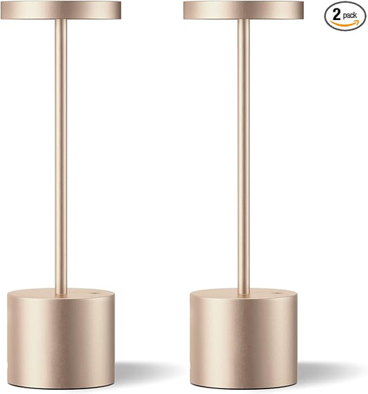 Kakanuo Cordless Table Lamp, 4000mAh Rechargeable Battery Powered Lamps, 3 Color Stepless Dimming, Wireless Outdoor Lamps for Dining Room, Bedroom, Patio, Camping, Set of 2- Antique White