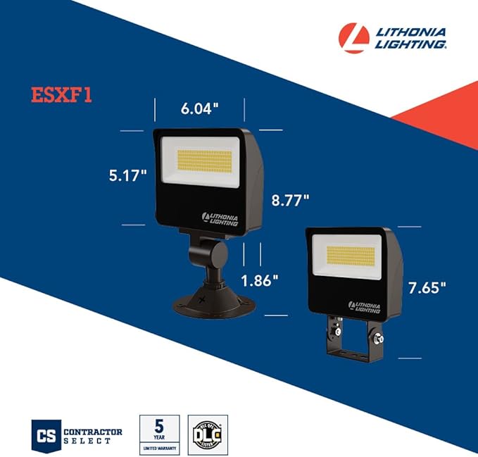 Lithonia Lighting ESXF1 ALO SWW2 KY DDB M2 Outdoor LED Switchable Floodlight, Knuckle or Yoke Mount, Bronze