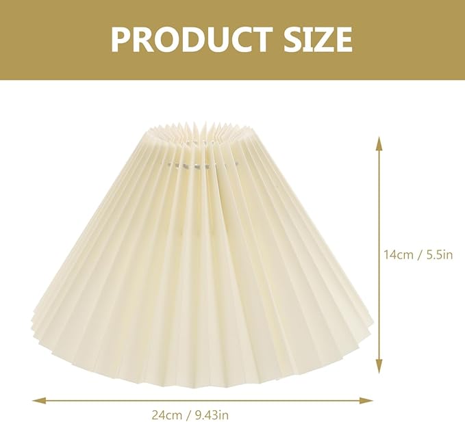 DOITOOL 6.30 Inch Pleated Fabric Lampshade Cover Clip-on Lamp Shade Accessories for Table Lamps Bedroom Living Room Light Shade Replacement