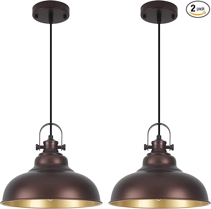 Bronze Pendant Lights Kitchen Island, 2 Pack Kitchen Island Lighting, Farmhouse Pendant Light Fixtures (11.41" W), Island Pendant Light for Kitchen Island, Dining Room, Bedroom