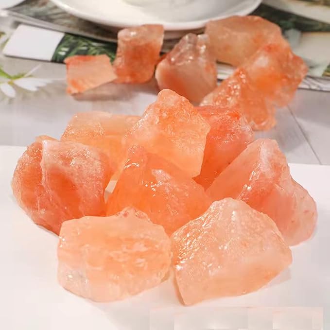 Himalayan Pink Crystal Salt Stones, 1.18 to 1.97 Inches, 0.22 Pounds for Salt Lamp, Bowl, and Decorations M33, Orange