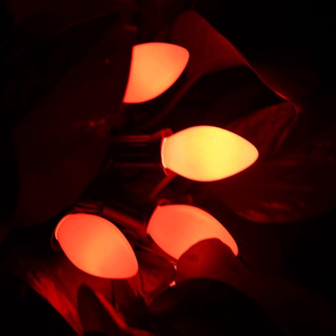 GOOTHY Indoor ＆ Outdoor String Light Bulbs, C7 Red Light Bulbs, C7 Ceramic Red Christmas Replacement Bulbs for Outdoor Christmas String Lights, 5 Watt Night Light Bulb,120 Volt