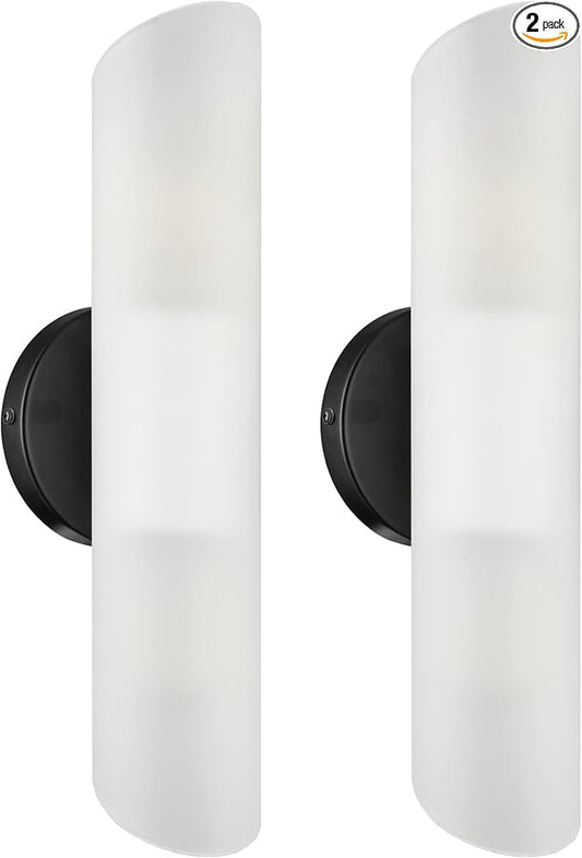 DAYCENT Modern Farmhouse Black Bathroom Light Fixtures Wall Sconces Set of Two Cylinder Sconce Lighting