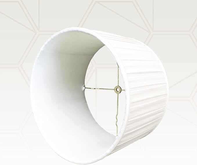 Royal Designs, Inc. Shallow Drum English Box Pleat Basic Lamp Shade, White, 15 x 16 x 10 (Spider), Set of 2