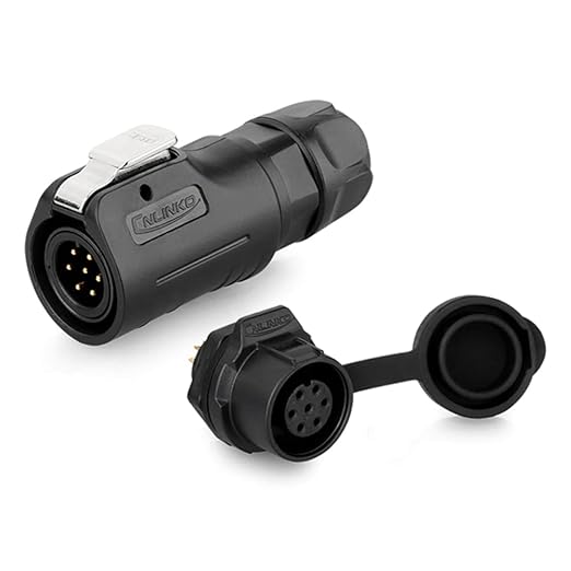 CNLINKO LP-12 IP68 Industrial Waterproof Connector Quick Plug Circular Connector PBT Plastic Shell Aviation Connector M12 2-8 Pin Thread Socket (7 Pin)