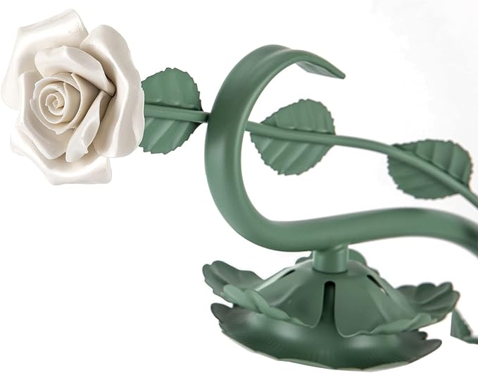 Flower Desk Lamp, E26 Glass Table Lamp Reading Light for Small Space Bedroom Home Office, Bedside Lamp with Soft Light, Applicable 3-5m² Area (Green, 5.5" W x 20.4" H)