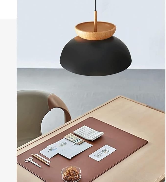 Scandinavian Modern Nordic Pendant Light with Wood Accent, Metal Dome & Frosted Globe Diffuser Suspension for Dining Table, Kitchen Island, Bedroom, Café and Entryway(Dark)