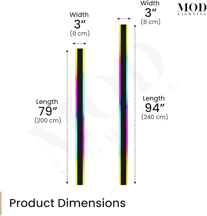 𝗠𝗢𝗗 𝗟𝗜𝗚𝗛𝗧𝗜𝗡𝗚 Haylen RGB | Long Outdoor Wall Lights, 7 Colors and 358 Light Effects, Dimmable with Remote Modern Linear Exterior Light Fixture, Waterproof Wall Sconce 70W, 1-Pack (RGB | 94")