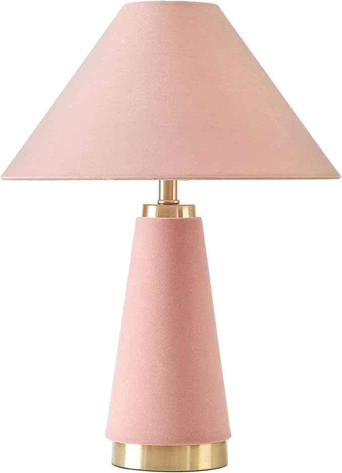 19" H Velvet Table Lamp – Soft, Plush Texture for Stylish Ambient Lighting, Rose Pink