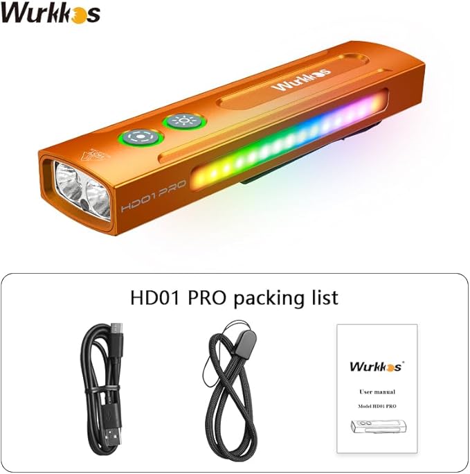 Wurkkos HD01PRO UV Flashlight with UV Light&White LED Combo,Led Flashlight 1200Lumens Flat Flashlight with RGB Light,Rechargeable EDC Flashlight,Pocket Light for Emergency,Pet Urine Detection(Orange)