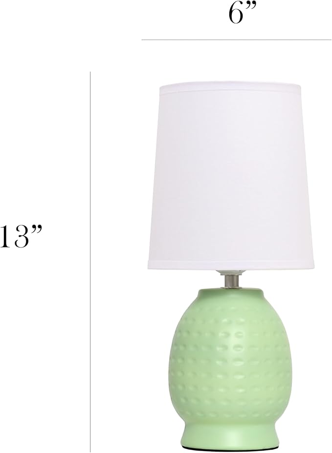 Simple Designs LT1161-LIM 12.5" Chic Glow Petite Dimpled Ceramic Table Lamp, for Bedroom, Office, Living Room, Stylish Spaces, Lime Green