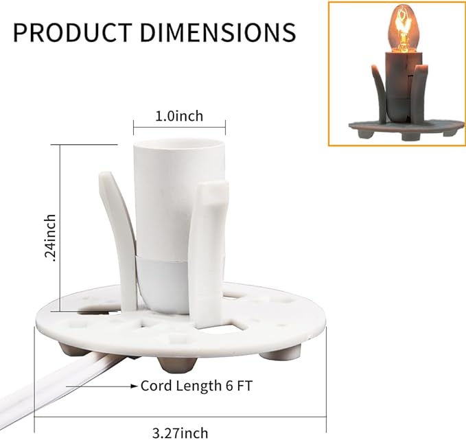 SCOMX White Himalayan Salt Lamp Cord, Dimmer Switch,Christmas Bulb,Salt Lamp Cord with Dimmer Control and Base Assembly,5 Feet,E12 Base for Himalayan Salt Lampsand with six Free 7-15W Bulbs (1)