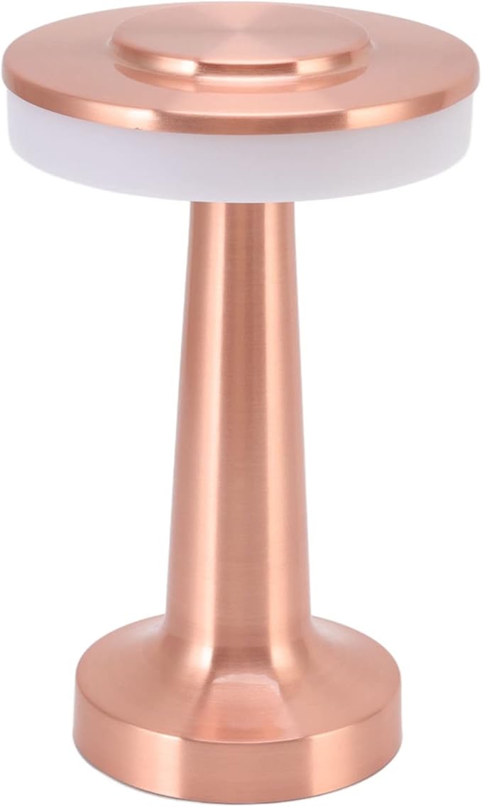 Diydeg Cordless, Retro Touch Control 3 Color Adjustment Metal Paint Appearance LED Electroplating Wire Drawing Process Anti Oxidation Portable Night Light(Copper)