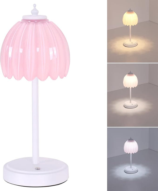 Rechargeable Table Lamp with 5200mAh Battery & Touch Control - 3 Adjustable Color Temperatures, Cordless Dimmable Table Light for Bedroom, Office Desk, Nightstand(Creamy Pink, 1 Pack