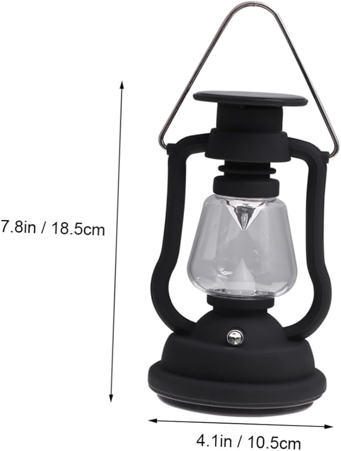 USB Rechargeable Solar Retro Horse Lantern Multi Function Camping Light Hand Powered Portable LED Lantern for Outdoor Activities Black
