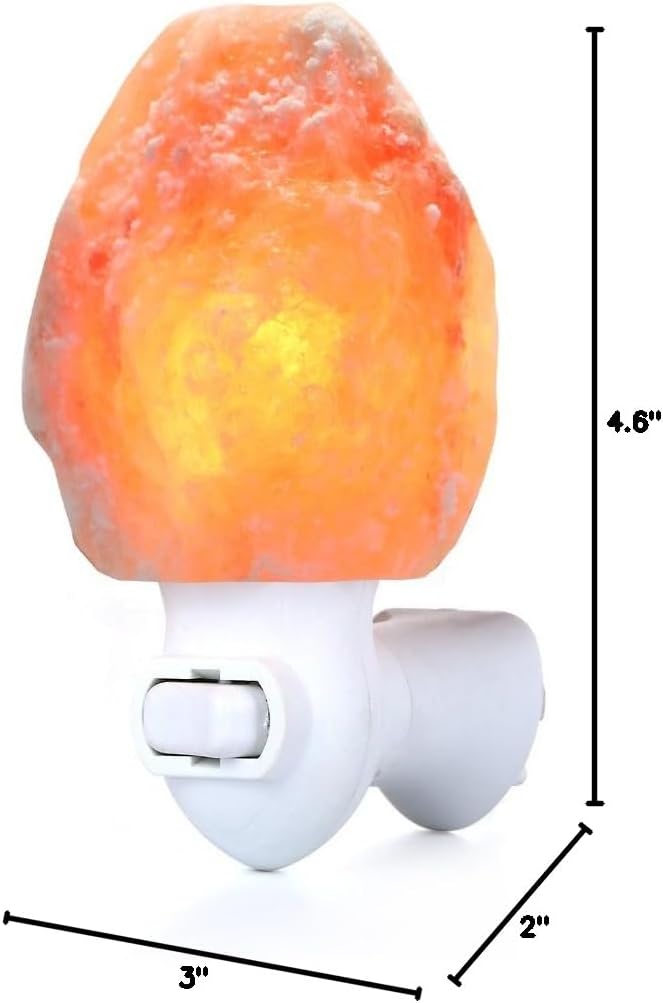 Betus Natural Crystal Himalayan Salt Wall Lamp - Air Purifying Night Light - 360° Rotatable Plug 7W Bulb - Natural