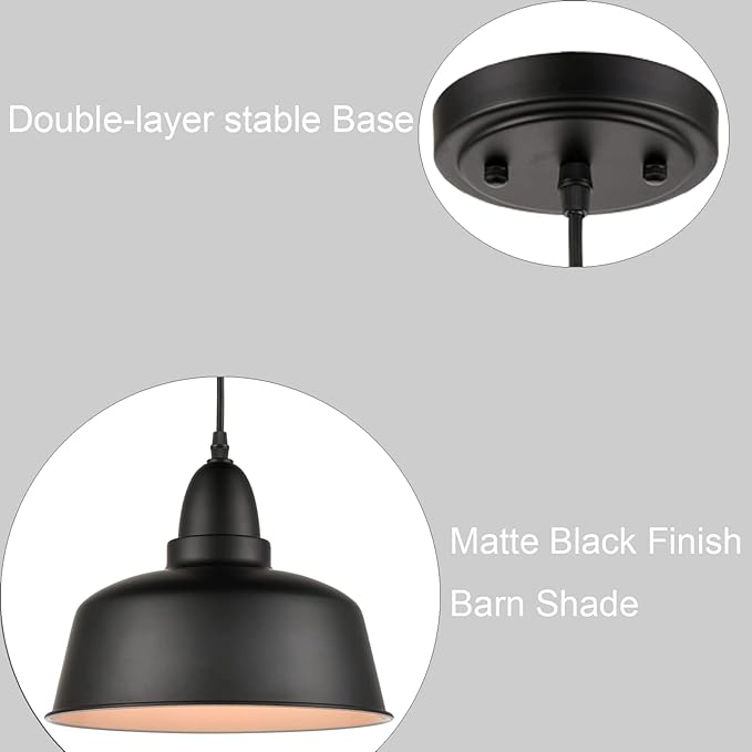 Matte Black Pendant Light 3 Pack Industrial Pendant Lighting for Kitchen Island