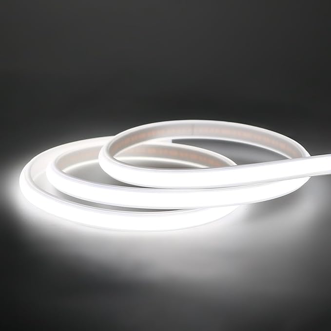 COB LED Strip Lights 9.84 Foot Waterproof Outdoor LED Lights IP67 110V Light Stip Cuttable 320LEDs/m 6000K Cold White with US Plug Indoor Rope Lights for Bedroom Kitchen Under Cabinet