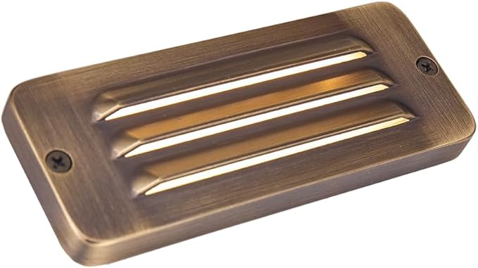 VOLT Cast Brass 12V 3W 2700K Warm White Mini Thin LED Louvered Outdoor Step Light (20 Lumens) for Low Voltage Landscape Lighting
