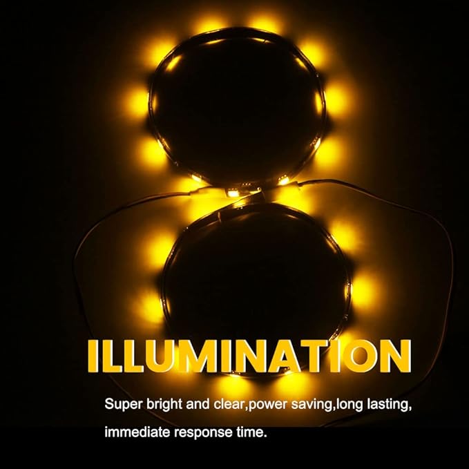 YM E-Bright Amber/Yellow Led Strip Lights for Cars 5050 SMD Waterproof Golf Cart Underglow Lights for Motorcycles Boat Scooter Bike Interior Exterior Decoration DC-12V,Pack of 4