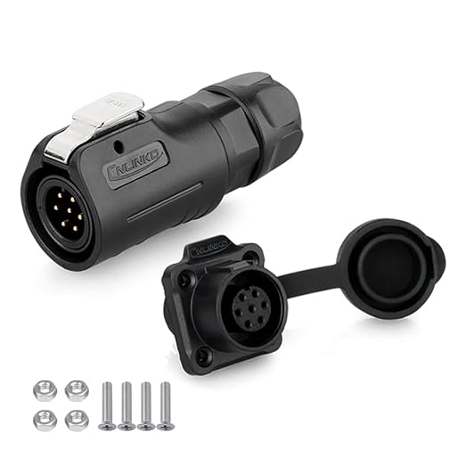 CNLINKO LP12 2/3/4/5/6/7/8 Pin Male Female Electrical Push Pull Plug with Socket IP68 Waterproof Plastic Solar Panel Mount Quick-Connect Connectors (7 Pin)