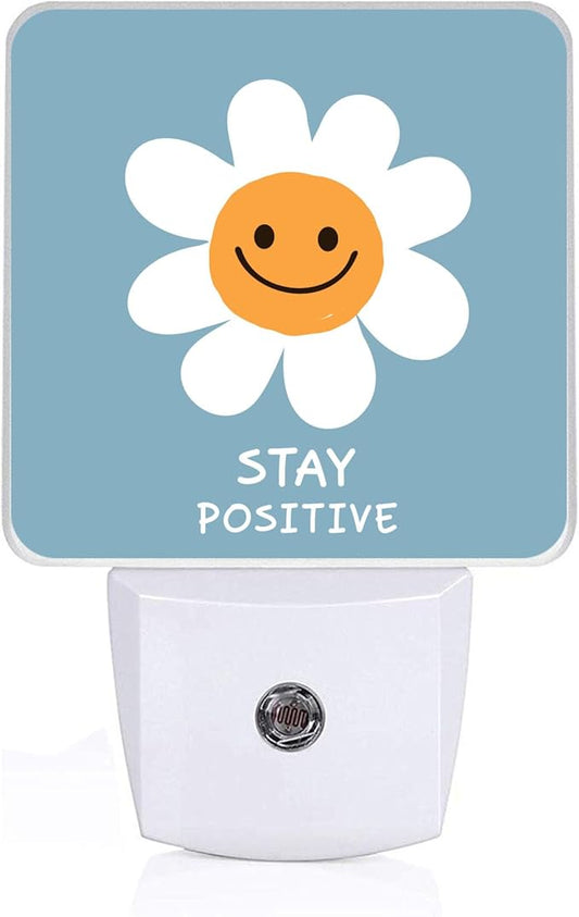White Daisy Flower Night Light, Plug-into Wall Stay Positive Nightlight Lamp with Dusk to Dawn Sensor, Led Lamp 0.5W Energy Efficient for Boys Girls Adults Home Decor