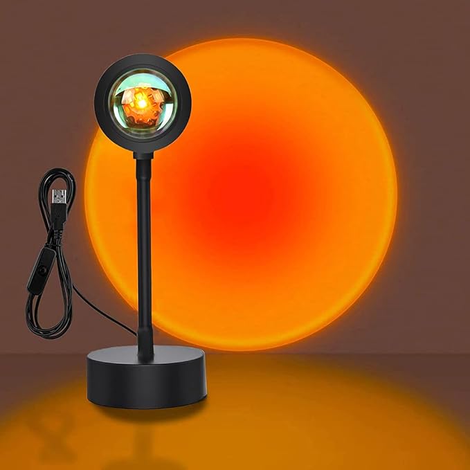 Sunset Lamp Projection, Sunset Night Light Rainbow Projector 180° 16 Color Changing 4 Modes, Vlog, Photography, Decorative, Party Decor, Gift for Women(16 Color) (Sunset red)