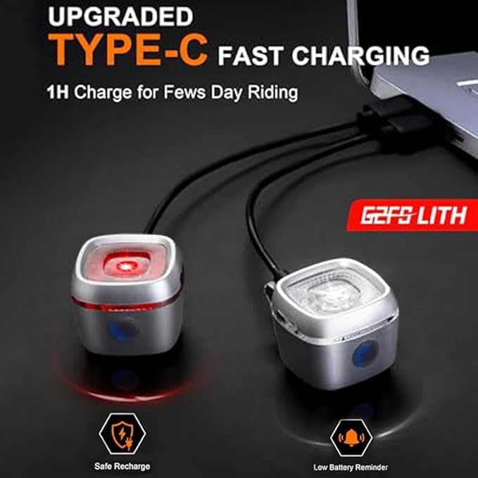 Mini Bike LightNew 5+5 Mode IPX6 Waterproof, Type-C Rechargeable, Suitable for Night Riding, with high Brightness Front and Rear,Headlight Taillight for Men Women Kids Road Mountain