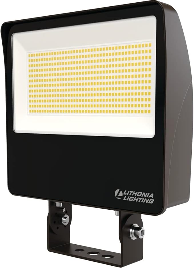 Lithonia Lighting All-in-One LED Flood Light, Waterproof LED Outdoor Light Fixture with Adjustable Brightness and Color Temperature, Yoke or Slipfitter Mount Dusk to Dawn Outdoor Lighting, MVOLT
