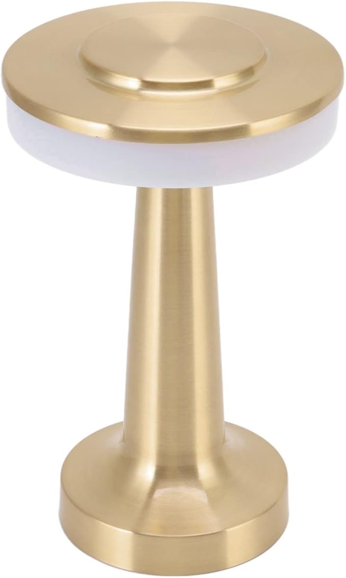 Marhynchus Rechargeable Portable LED Retro Touch Control Nightstand Lamp 3 Levels Color Temperature Night Light for Hotel(Gold)