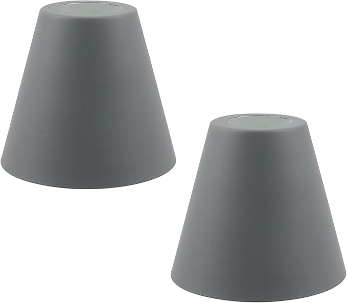 MY MIRONEY 2PCS Grey Barrel Metal Lampshade Hardware E27 Industrial Pendant Light Shade Vintage Chandelier Lamp Shades Cone Bulb Guard Table Desk Lamp Cover, 4.13" Height