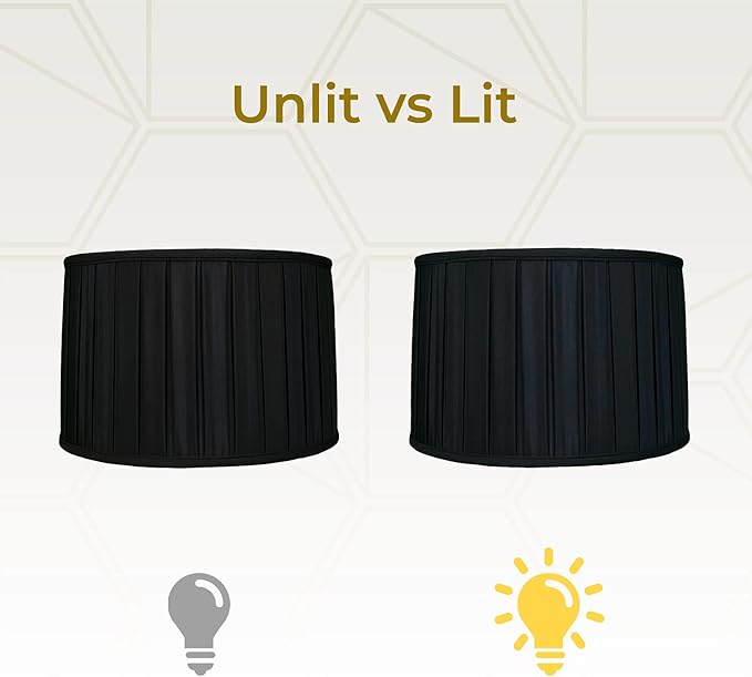 Royal Designs "Shallow Drum English Box Pleat Basic Lamp Shade, Black with Gold, 15"" x 16"" x 10""" (BS-748-16BLKGL)