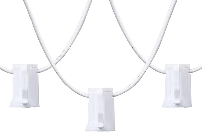 50FT C9 Light String Christmas Stringer, E17 Light Sockets 12" Spacing, C9 Stringer Set White Outdoor String Light Strand for Wedding Patio Event Lighting Decor, White Wire