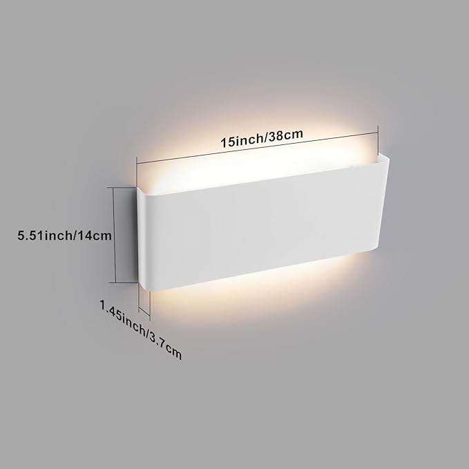 5 CCT (3000K-6500K) Adjustable Dimmable Wall Lamp 20W Modern White LED vanity light Up and Down Wall Lighting 15 Inch Indoor Wall Sconce for Bedroom Staircase Hallway Dressing Table 1 Pack