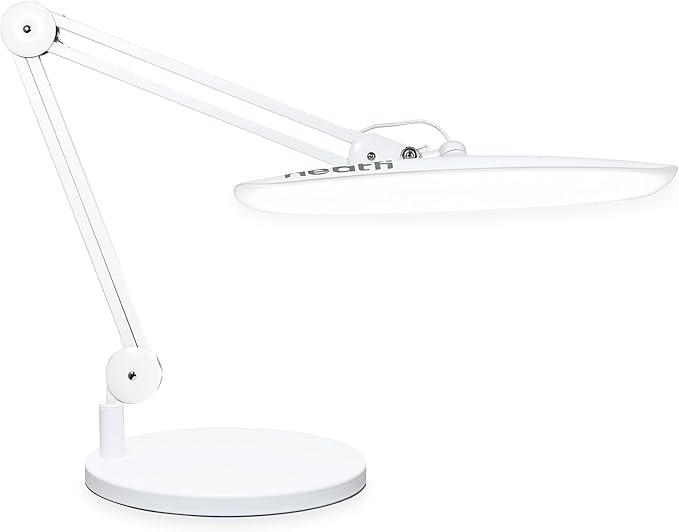 Neatfi XL LED Desk Lamp with Base, 2200 Lumens, 24W, 20-Inch Wide Head, Dimmable 4 Brightness Levels, Task Light for Home Office, Crafts, Workbench (Non-CCT, White)
