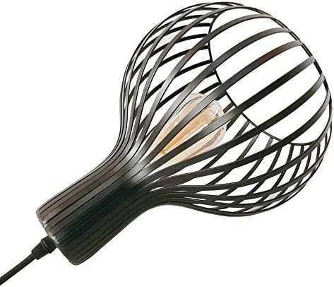 Industrial Wire Cage Plug in Pendant Light 14.27 Ft Hanging Light Cord with On/Off Switch,Vintage Black Metal Hanging Lamp Fixture
