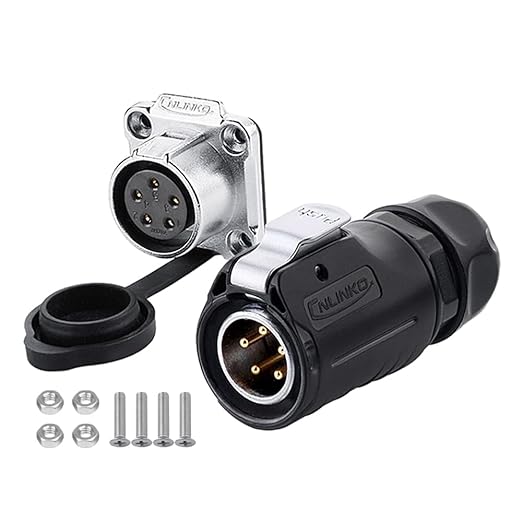 CNLINKO LP20 Series Waterproof Connector, IP68 5pin Waterproof Connector, 5pin Power Connector Fast Locking, M20 5pin Connector for LED Lamp Project Cable Assemble Type (5 pin)