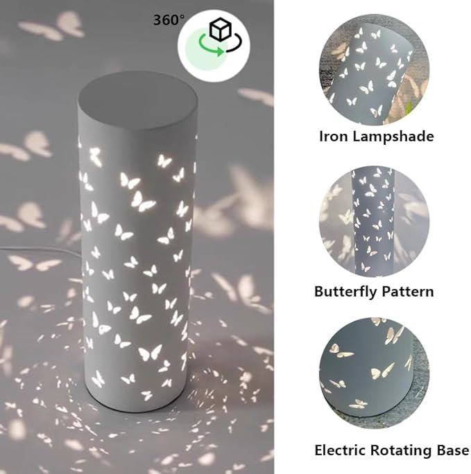 Bedside Table Lamp Rotatable Butterfly Night Light Led Lights for Bedroom Living Room Mariposas Gradient Projector USB Lamps for Girls Gift Valentine's Easter Mothers Day Birthday Present