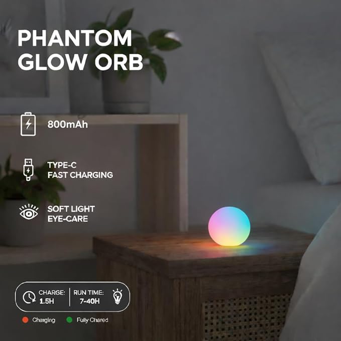 4 Pack 3-inch Smart Sphere Night Light, Rechargeable LED Ball Lights, 16 RGB Color Change Mood Lighting, Waterpro Battery Ideal for Pool Bedroom Kids Room Party and Holiday Ambient Lighting