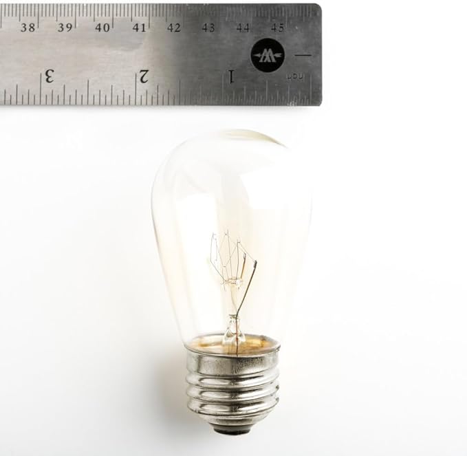 100 Foot Commercial Outdoor String Lights with 50 Suspended Sockets and S14 11 Watt Bulbs (+ 2 Free Spares) - E26 Vintage String Lights for Patio, Yard, Deck, Cafe, Bistro and More