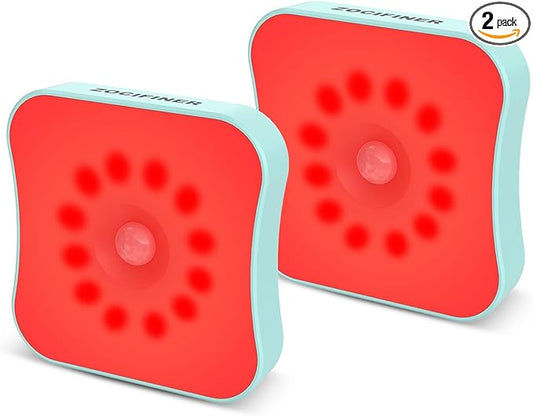 Red Light Motion Sensor Night Lights Rechargeable Battery Red Lights Stick On Magnetic Red Light 670nm RedLight Night Lights for Sleep, Bathroom, Bedroom, Stair, Hallway, Kids, 2 Pack