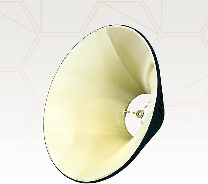 Royal Designs, Inc. Coolie Empire Side Pleat Basic Lamp Shade, BS-727-14BLKGL-2, Black with Gold, 5 x 14 x 9.5, Set of 2