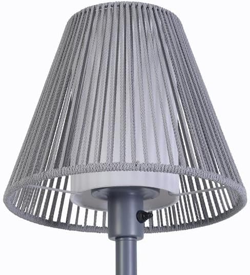 Ceybo 61.5 in. Gray Outdoor/Indoor Floor Lamp with Rope Shade – Weather-Resistant Boho Modern Lighting for Patio, Porch, or Sunroom