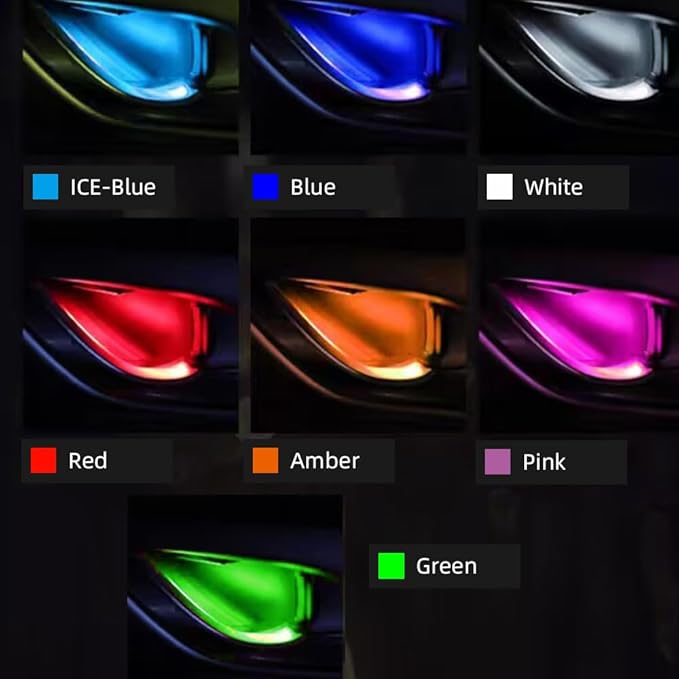 Amber yellow Mini Car Door Bowl decoration Light 12V Auto Interior Atmosphere Welcome Lamp Low Power Colorful LED Strip(4PCS)