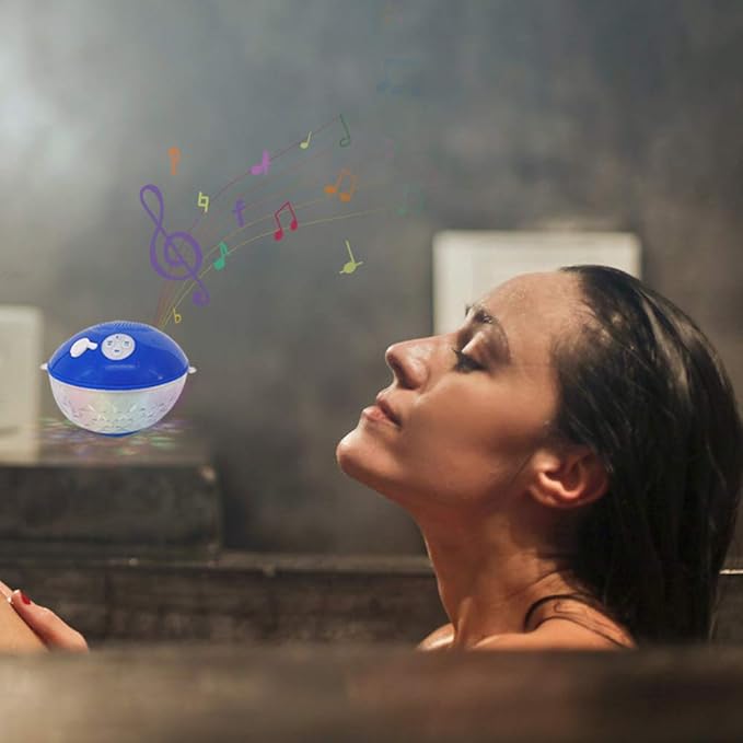 Blufree Bluetooth Pool Speaker with Colorful Light, Portable Floating Pool Speaker IP68 Waterproof,Built-in Mic, Floatable Crystal Clear Sound Wireless Bluetooth Hot Tub Speakers for Pools Spa Outdoor