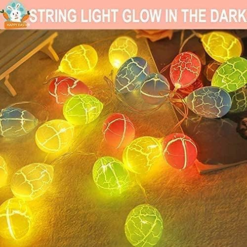 TURNMEON 2 Pack Easter Lights String Easter Decorations, Total 10 Ft 20 LED 3D Jumbo Crack Egg Light Easter String Lights Battery Operated for Home Indoor Outdoor Bedroom Eggs Hunt Party Decor