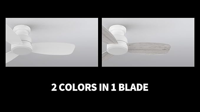 Carro 44 Inch Flush Mount Ceiling Fan without Lights, White Ceiling Fan with Remote Low Profile, 10-Speed Reversible DC Motor, 3 Dual Finish Blades, Indoor for Bedroom