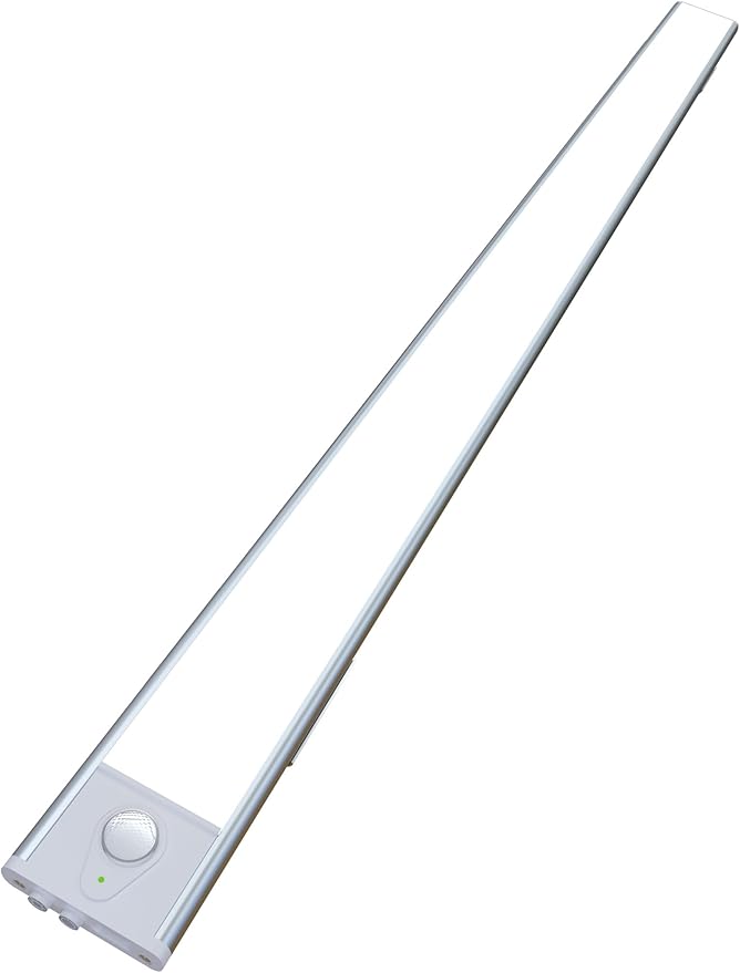23.6in Under Cabinet Lighting, 101-LED, Dimmable, Rechargeable 4400mAh Battery, Indoor Wireless Motion Sensor Closet Light for Kitchen, Counter, Wardrobe (Silver)