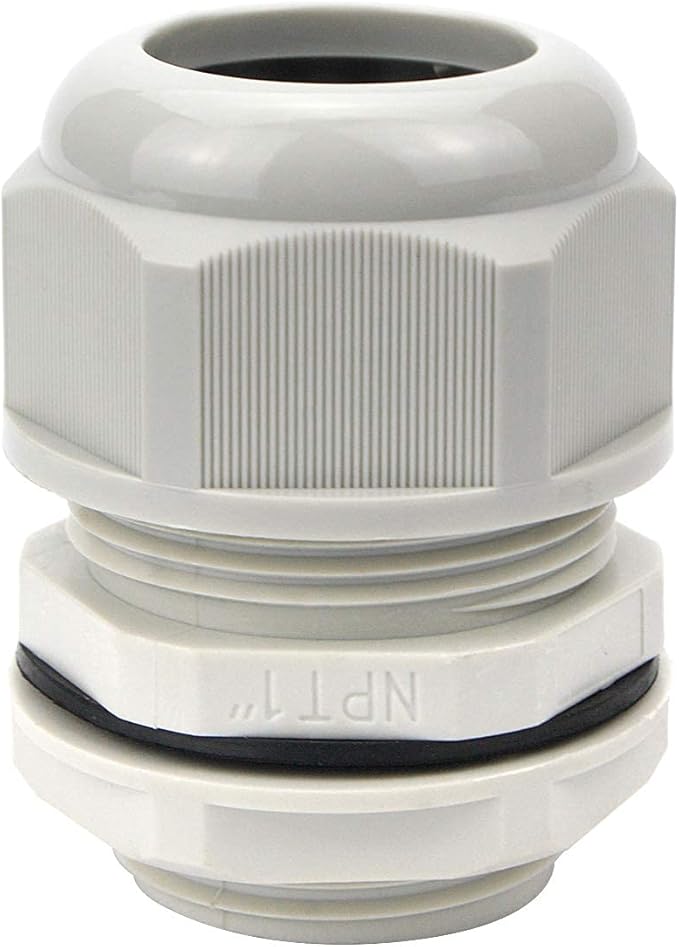 XHF 2 Pcs 1" IP68 Strain Relief Nylon Cord Grip Waterproof NPT Cable Glands Adjustable UL Listed and RoHS Compliant (Grey)