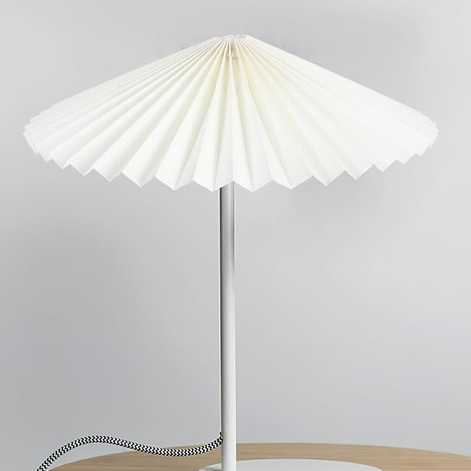 12.20 Inch Pleated Fabric Umbrella Lampshade with Rotatable Iron Frame Soft Light Diffuser Table Lamp Shade for Home Decoration